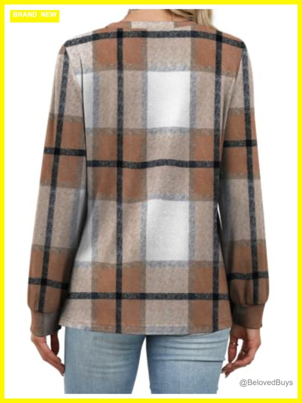 Womens Crewneck Sweatshirt Long Sleeve Pullover Thermal Knit Top - Picture 4 of 6